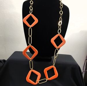 Ann Taylor Orange Chainlink Resin Necklace #1420